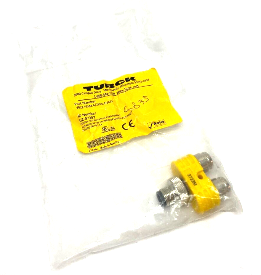 Turck YBZ2-FSM4.4/2FK4.4/S651 Actuator and Sensor Splitter 2-Branch U2-07387