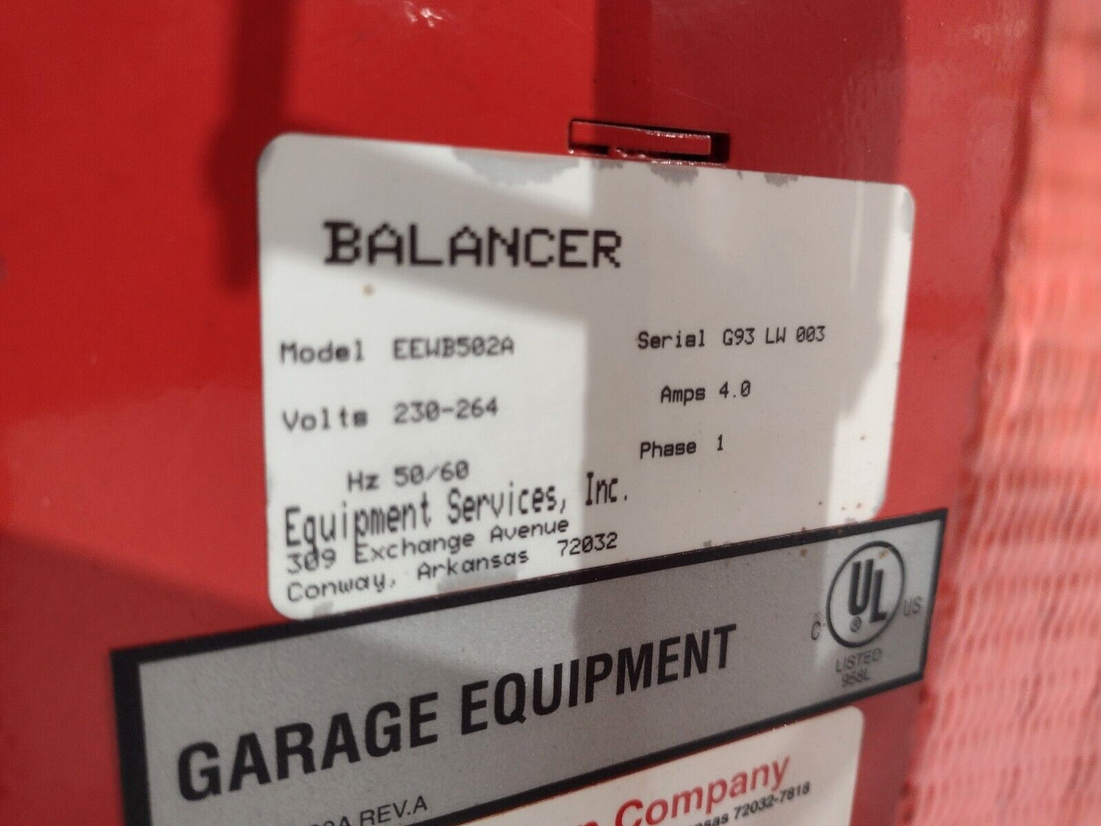 John Bean VPI System 3 EEWB502A 230-264V 4A VPI System III Tire Balancer