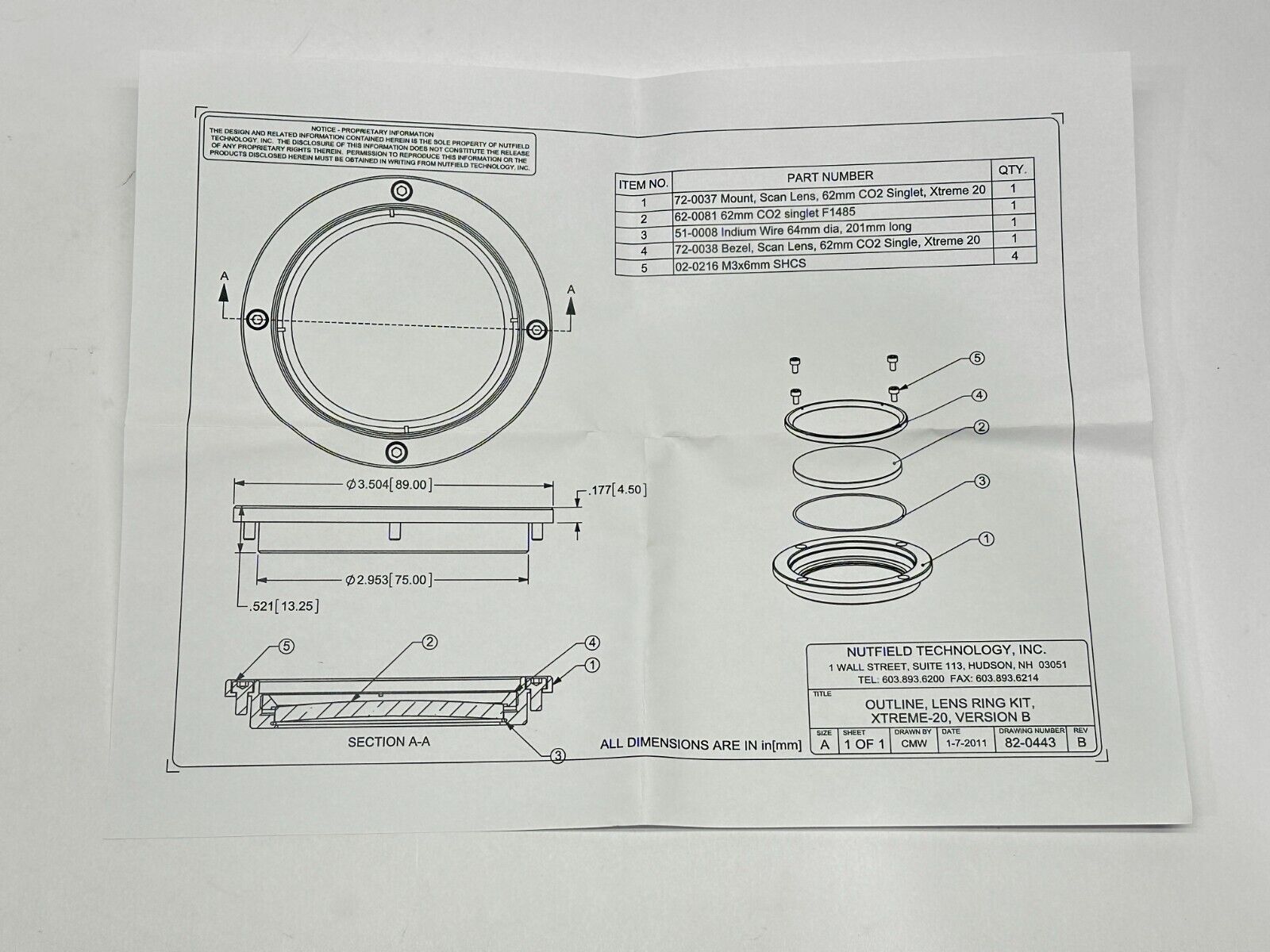 Thorlabs LR200048 XTREME-20 Lens Ring Kit CO2 Version B