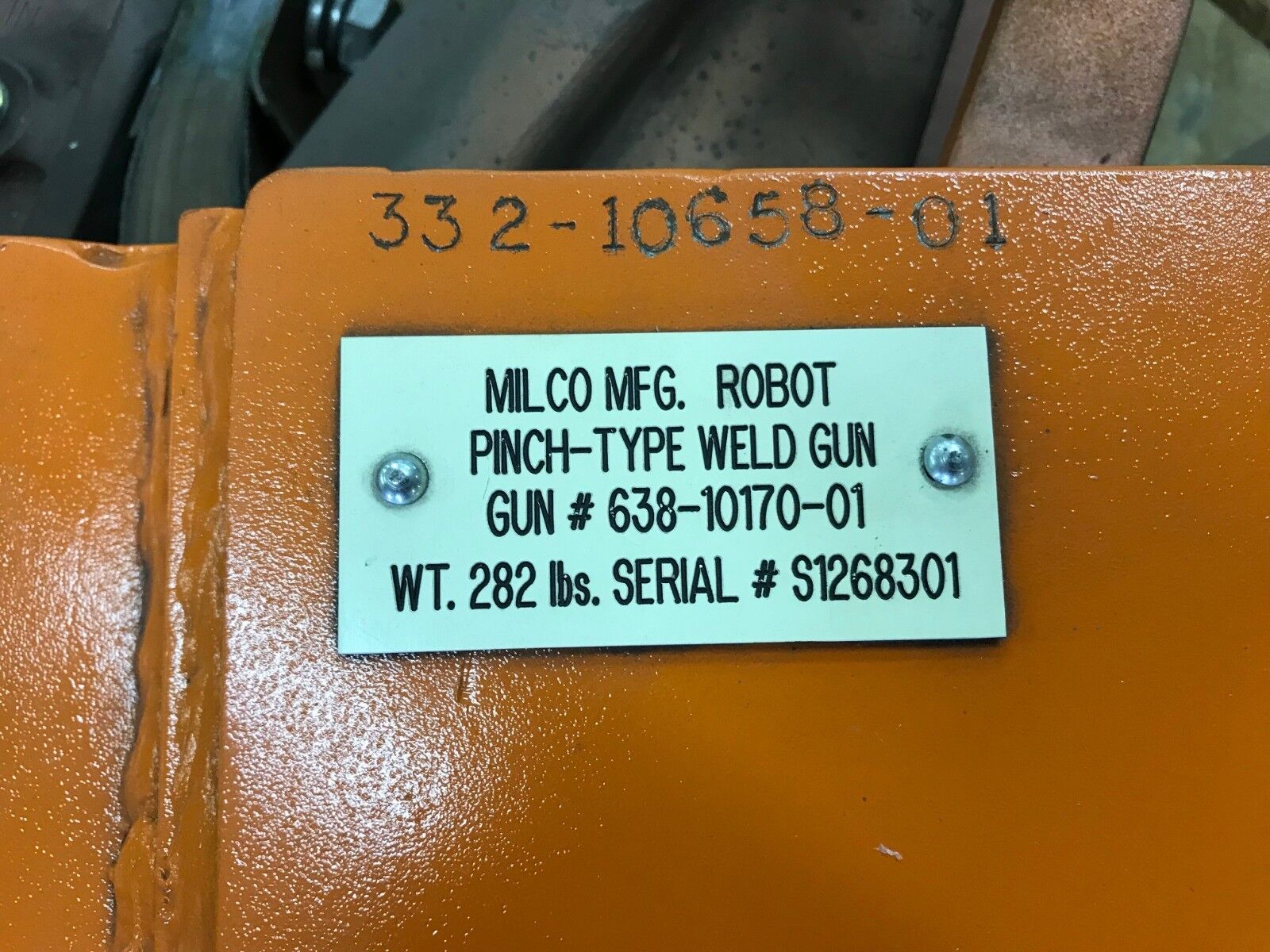 Milco MFG. 638-10170-01 Robot Pinch-Type Spot Weld Gun Robotic Welding
