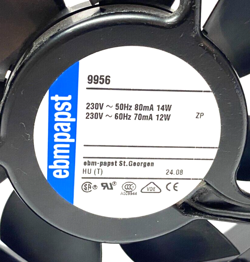 EBM Papst 9956 Axial Fan 119x119mm 230VAC 14/12W 50/60Hz