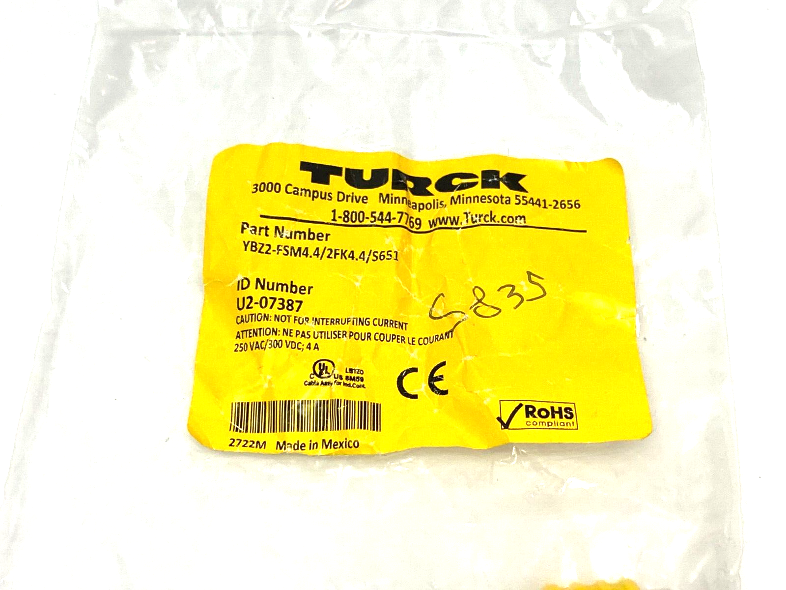 Turck YBZ2-FSM4.4/2FK4.4/S651 Actuator and Sensor Splitter 2-Branch U2-07387