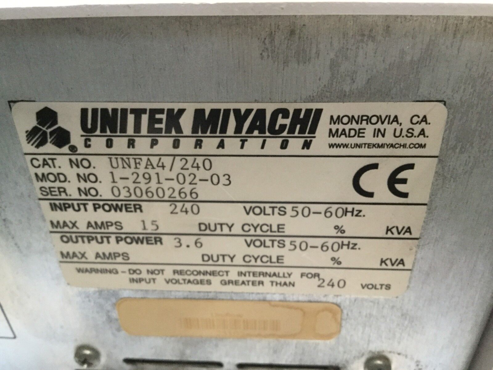 Unitek Miyachi 1-291-02-03 Pulsed Thermode Control Soldering Module UNFA4/240