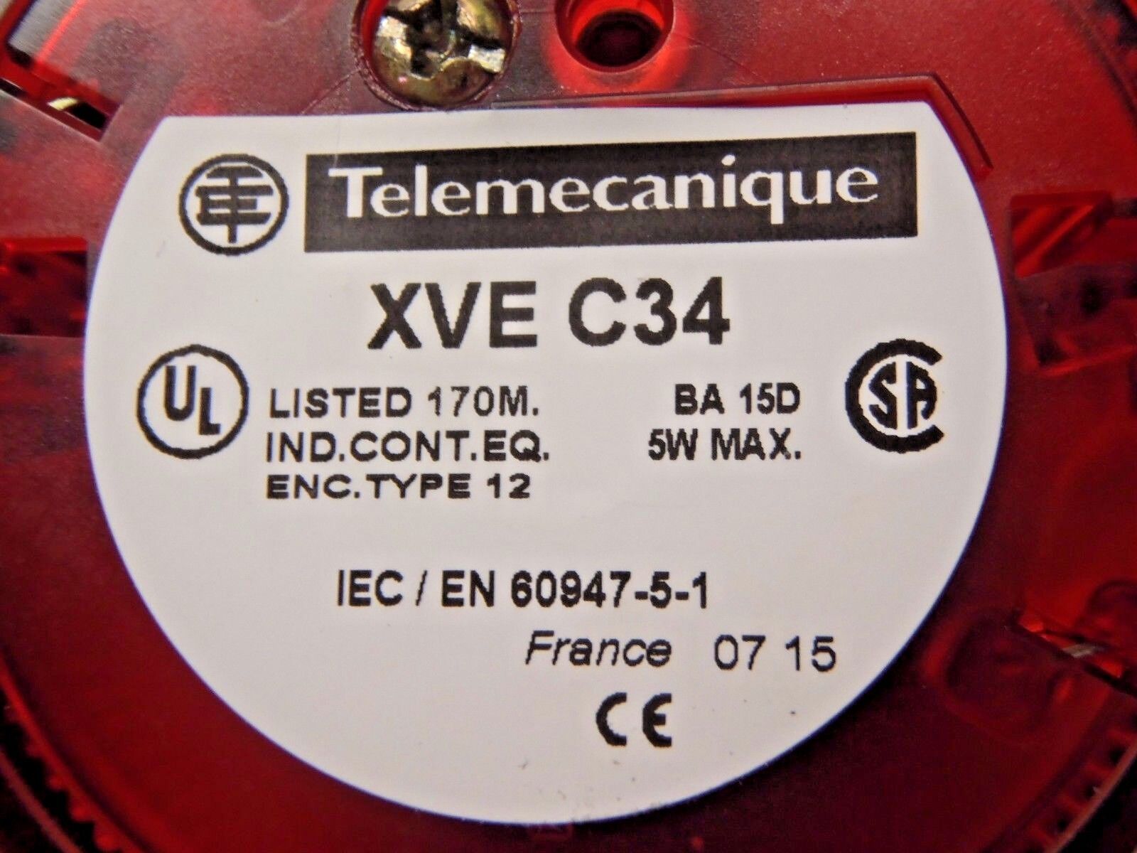 Schneider Electric Telemecanique XVE-C34 Stack Light w/ Base & Cap