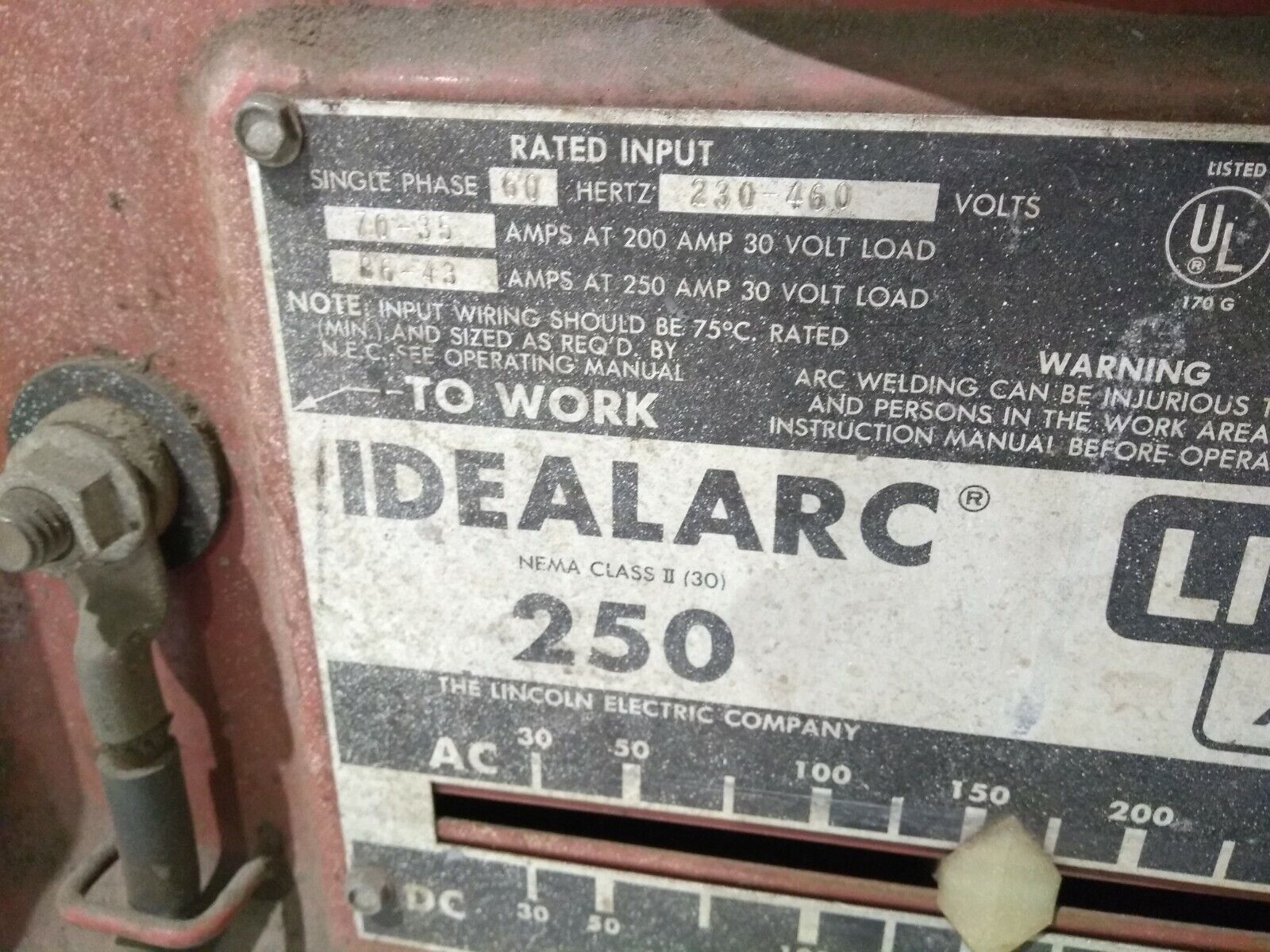 Lincoln Arc Welder 250-250 8039 IdealArc 250 Nema Class II 230-460V 1PH