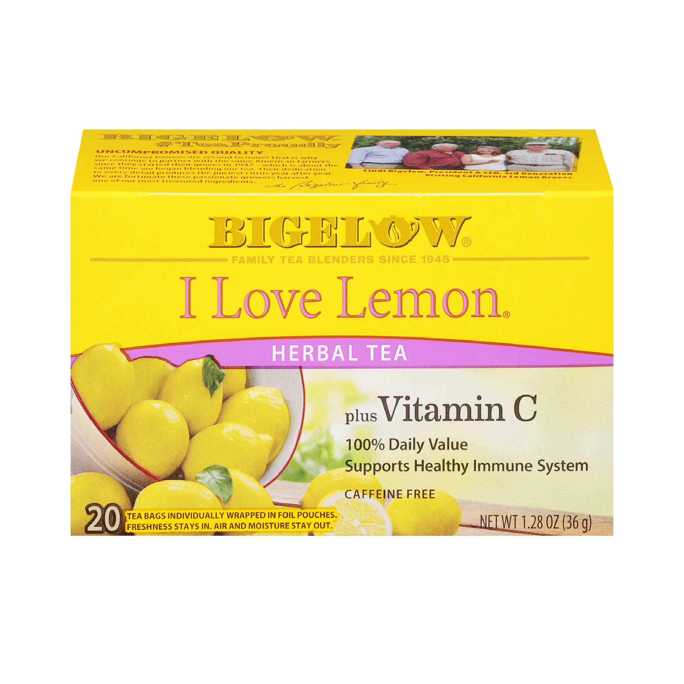 Bigelow I Love Lemon Vitamin C Herbal Tea | 20 Tea Bags