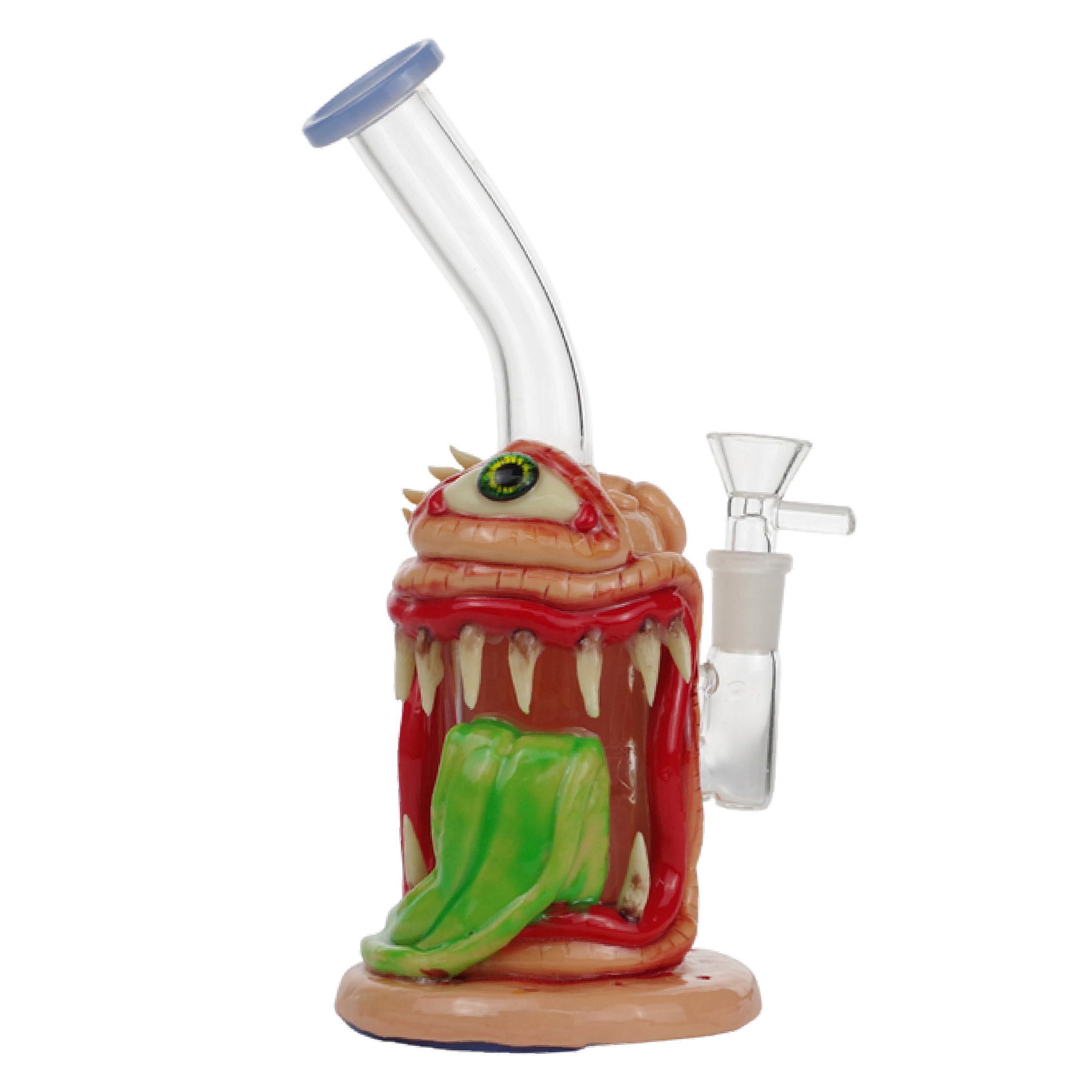 Beige Monster Eye & Mouth Clay Design Glass Water Pipe 8