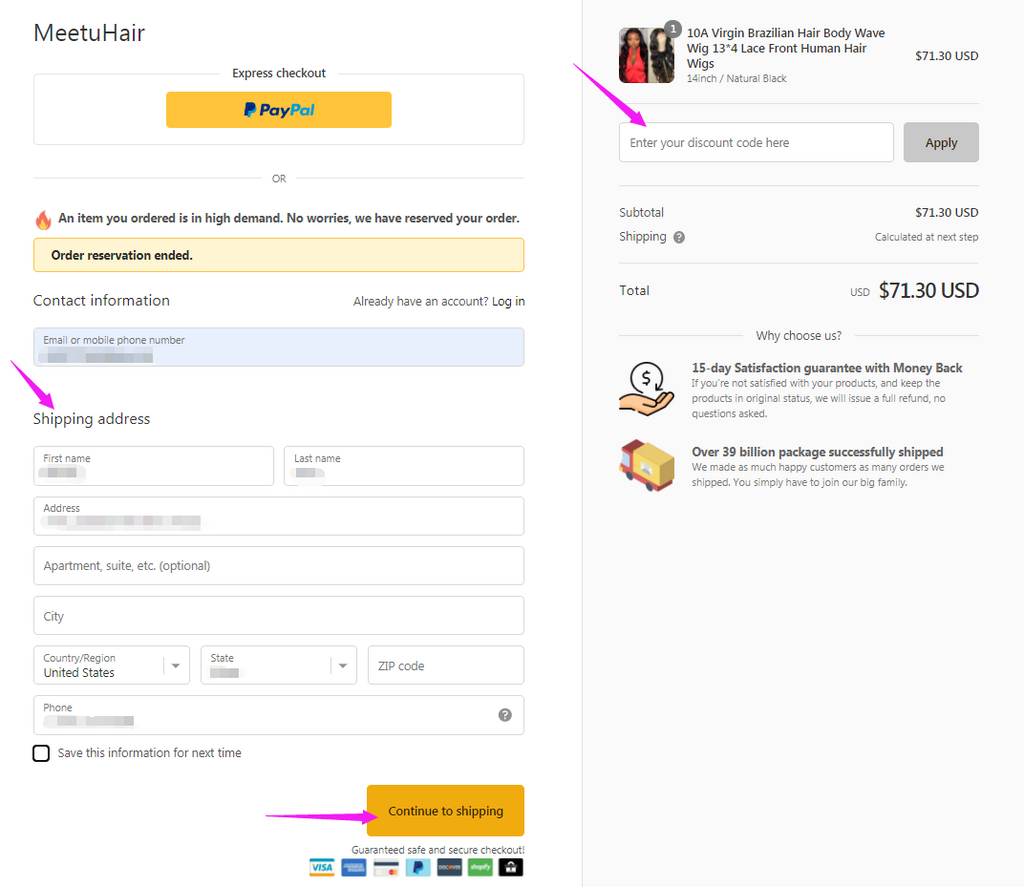 Meetu Hair How To Pay