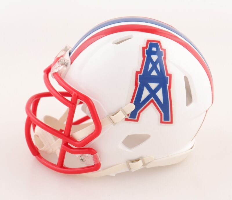 BILLY WHITE SHOES JOHNSON AUTOGRAPHED HOUSTON OILERS MINI HELMET BECKETT COA