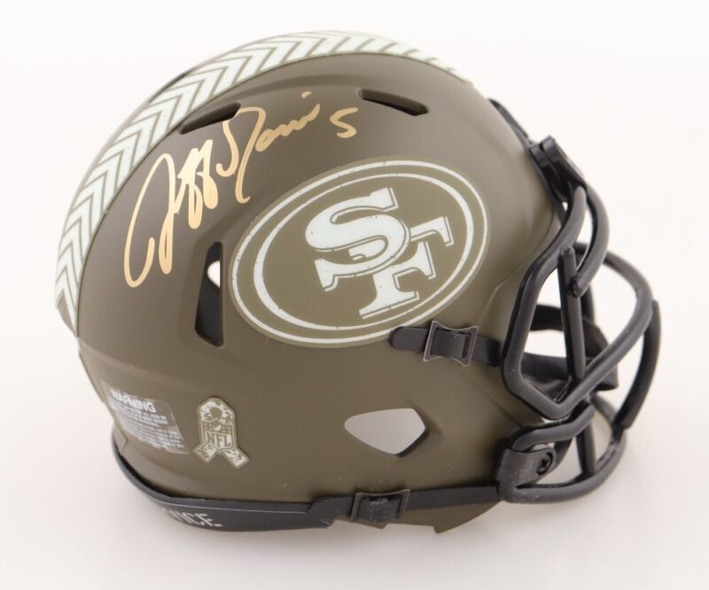 JEFF GARCIA AUTOGRAPHED SAN FRANCISCO 49ERS SALUTE 2 SERVICE MINI HELMET PSA COA