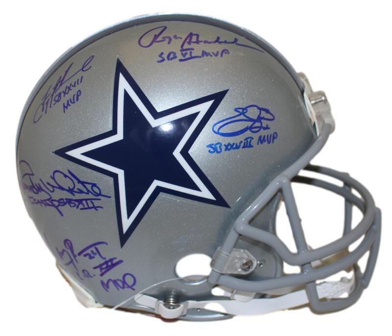 Dallas Cowboys Super Bowl MVP Signed Authentic VSR4 Helmet 5 Sigs Beckett 38998