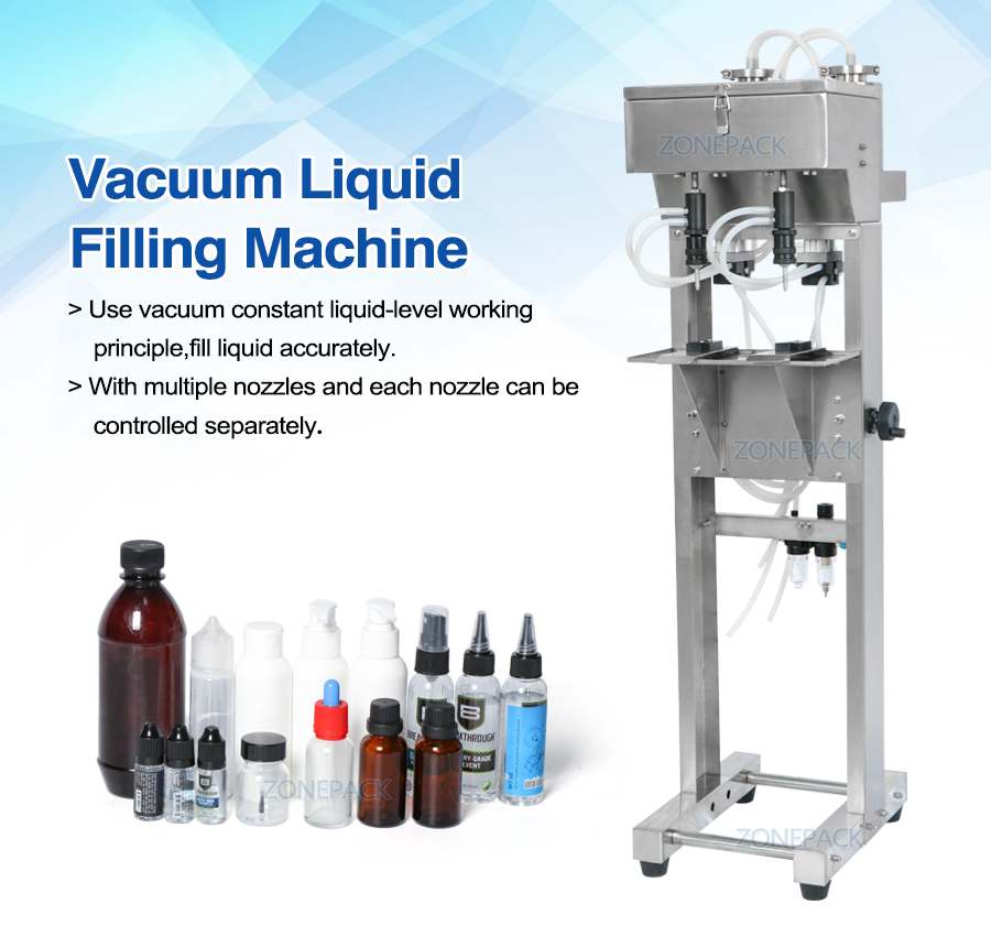 ZONEPACK 2 Heads Vacuum Liquid Perfume Filling Machine Pneumatic Filler