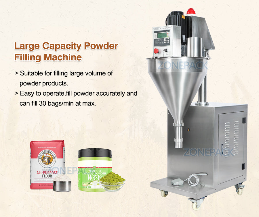 ZONEPACK ZS-FM2000 Auger Talcum Glass Vial Vertical Spice Plastic China Bottle Sachet Powder Filling Machinery Grain Automatic