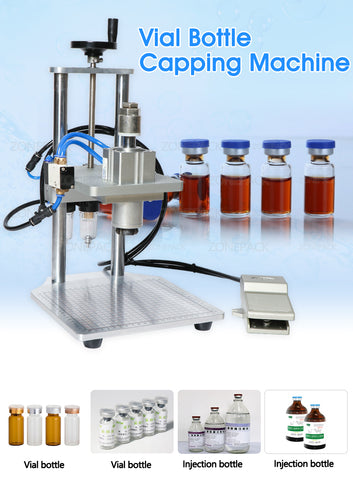 ZONESUN Pneumatic Oral Liquid Penicillin Antibiotic Injectable Bottle Capper Aluminum Plastic Glass Vial Crimper Capping Machine