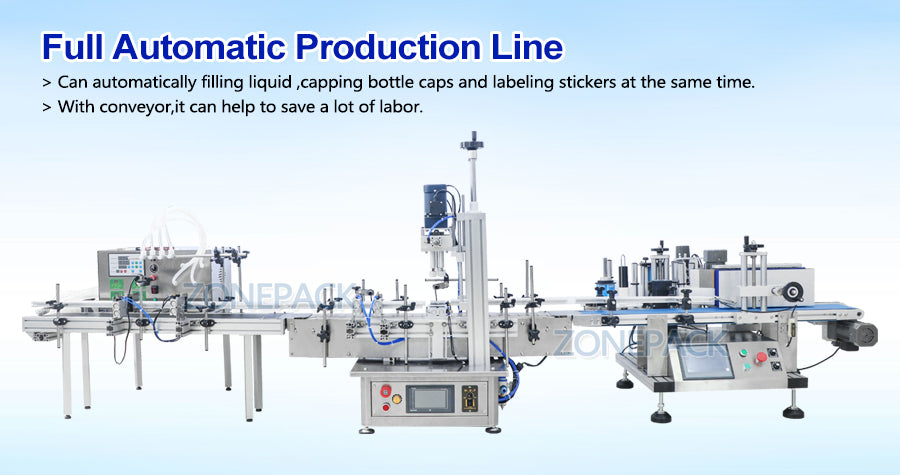 ZONEPACK Automatic Liquid Filling Capping Labeling Machine Production Line Liquid Soap Oil Beverage Bottle Water Making Machines