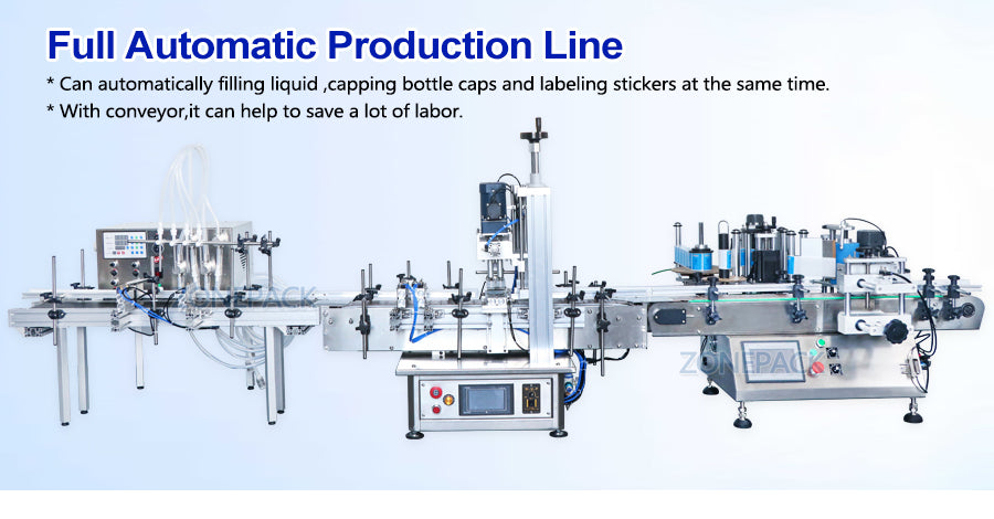 ZONEPACK ZS-FAL180D Automatic Production Line Bottle Plastic Box Carton Liquid Beverage Oil Filling Capping Labeling Machine