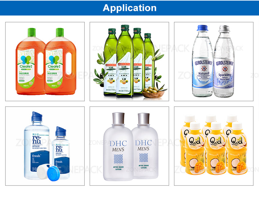 ZONEPACK Automatic Pneumatic Standing Double Nozzles Liquid Beverage Shampoo Oil Filling Machine Vertical Water Bottle Filler