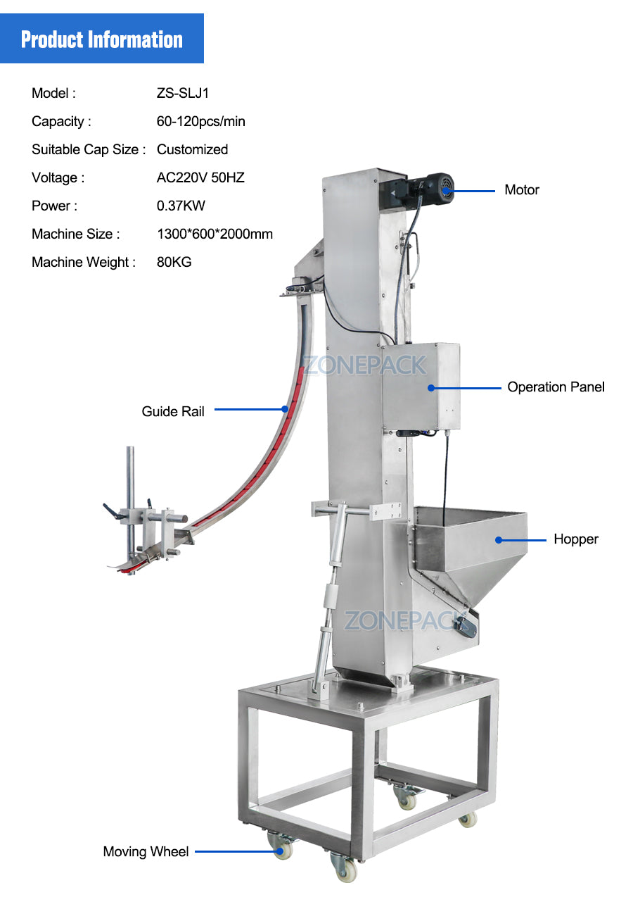 ZONESUN ZS-SLJ1 Automatic Customize Plastic PET Bottle Cap Feeding Machine