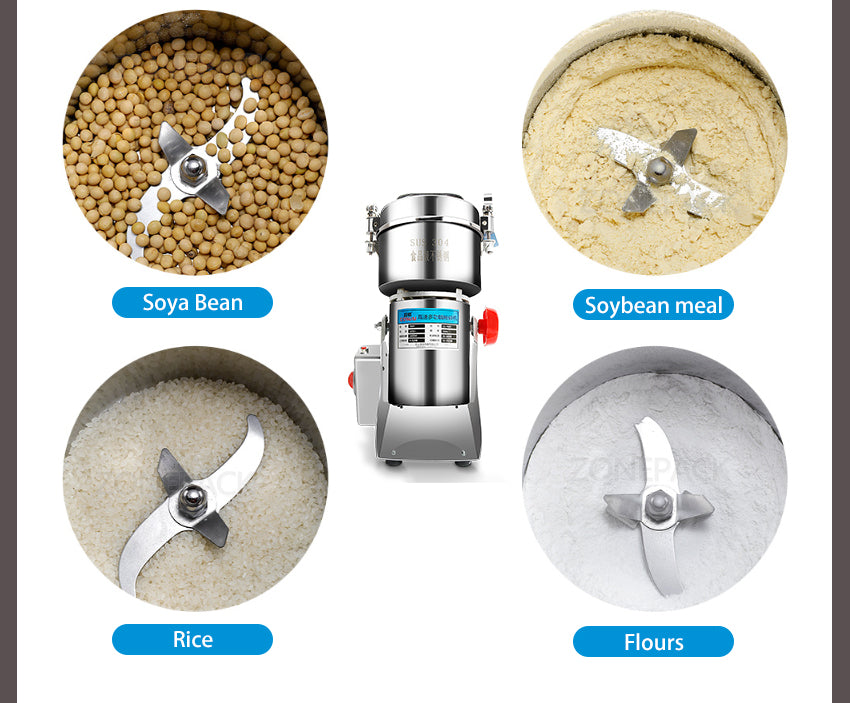 ZONEPACK 800g Stainless Steel Household Electric Flour Mill Powder Grinder Machine Herb Corn Spice Grinder Beverage Machinery
