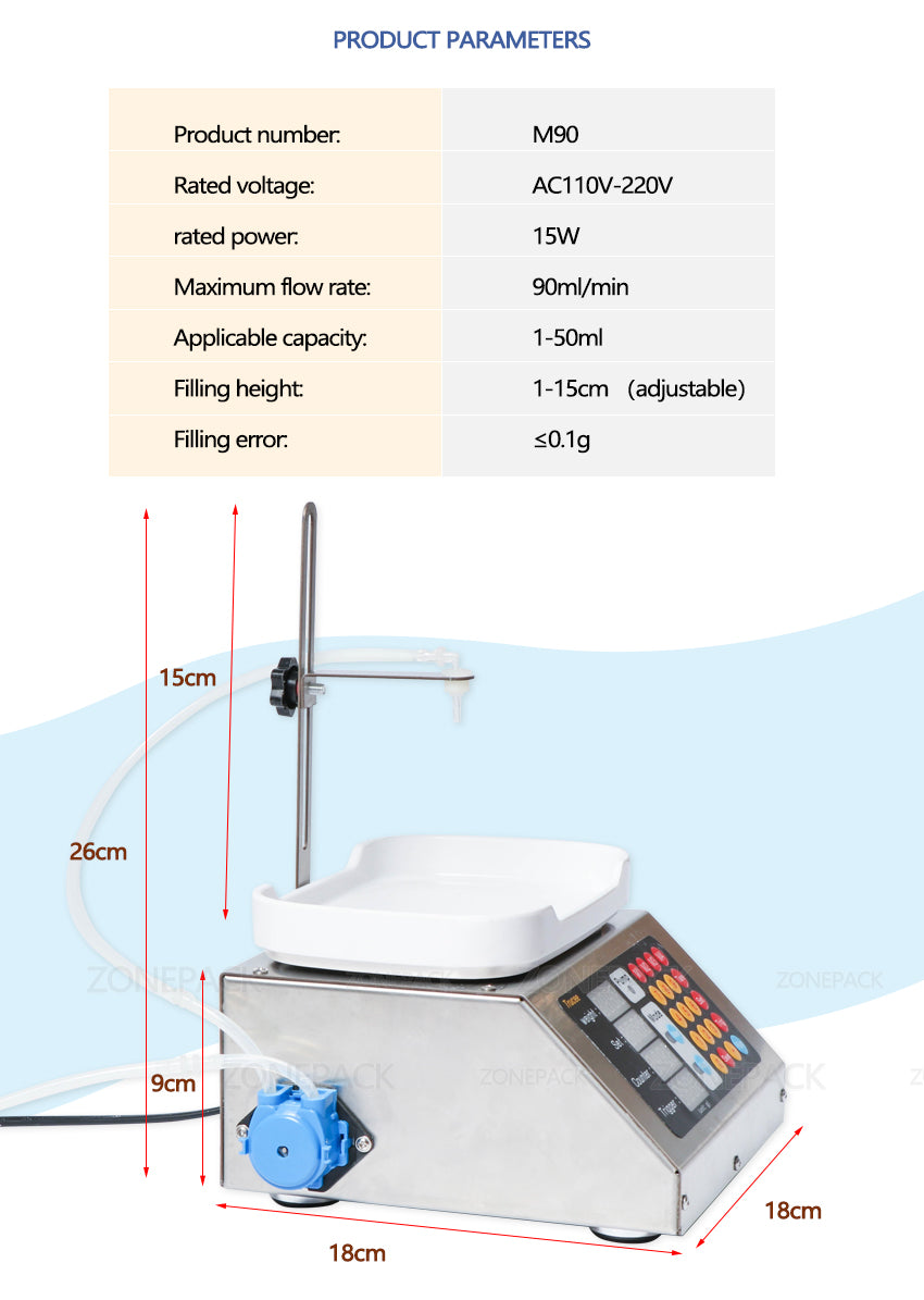 ZS-M90 0-50ml Small Automatic CNC Liquid Weighing Filling Machine