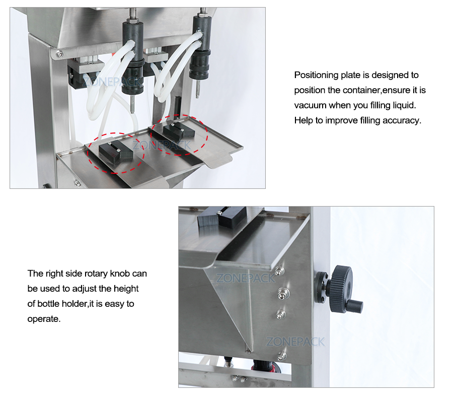 ZONEPACK 2 Heads Vacuum Liquid Perfume Filling Machine Pneumatic Filler