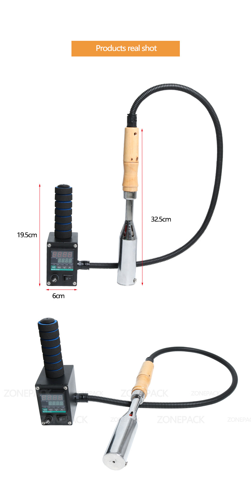 ZONEPACK Embossing Machine Handheld soldering Iron for Leather Wood Wedding Cake Embossing Custom Logo Hot Stamping Machine