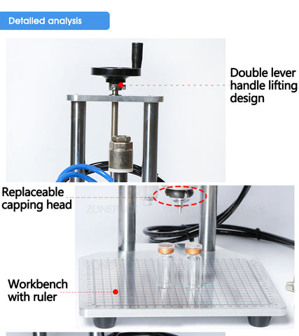 ZONESUN Pneumatic Oral Liquid Penicillin Antibiotic Injectable Bottle Capper Aluminum Plastic Glass Vial Crimper Capping Machine