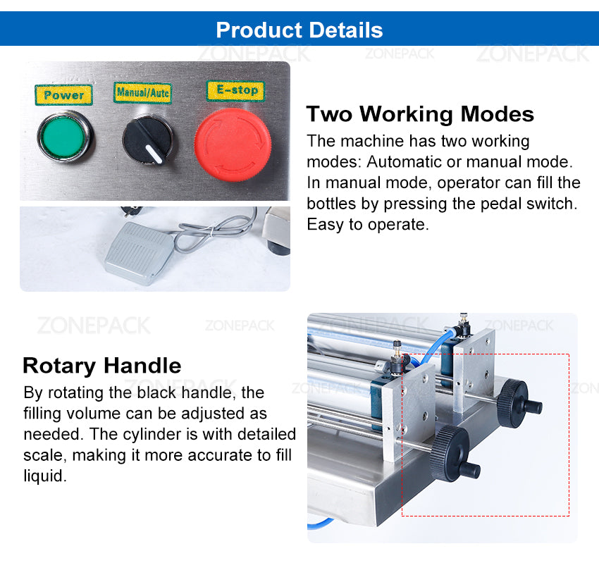 ZONEPACK Automatic Pneumatic Standing Double Nozzles Liquid Beverage Shampoo Oil Filling Machine Vertical Water Bottle Filler