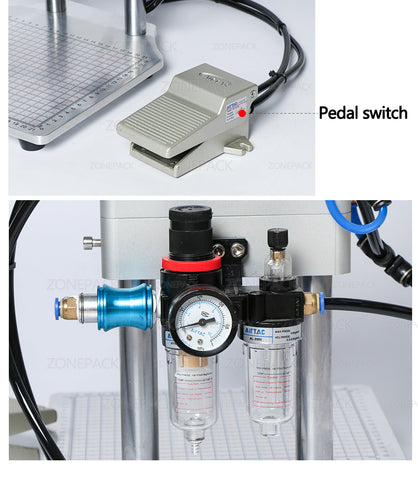 ZONESUN Pneumatic Oral Liquid Penicillin Antibiotic Injectable Bottle Capper Aluminum Plastic Glass Vial Crimper Capping Machine