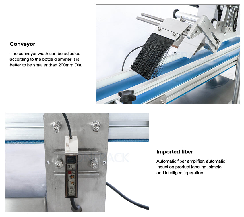 ZONEPACK Automatic Bottle Flat Surface Labeling Machine Adhesive Sticker Labeller Can Laundry Detergent Bottle Label Dispenser