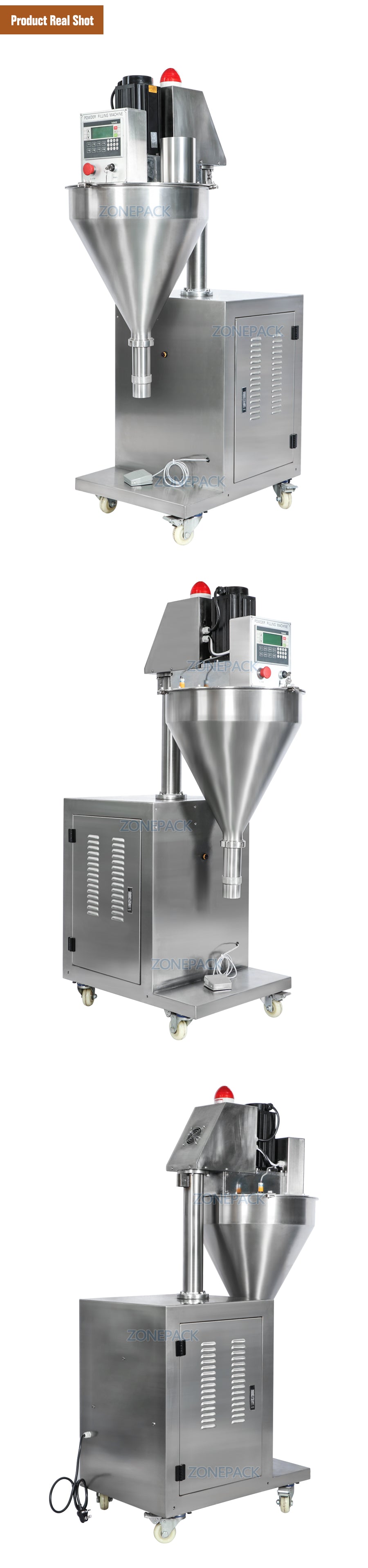 ZONEPACK ZS-FM2000 Auger Talcum Glass Vial Vertical Spice Plastic China Bottle Sachet Powder Filling Machinery Grain Automatic