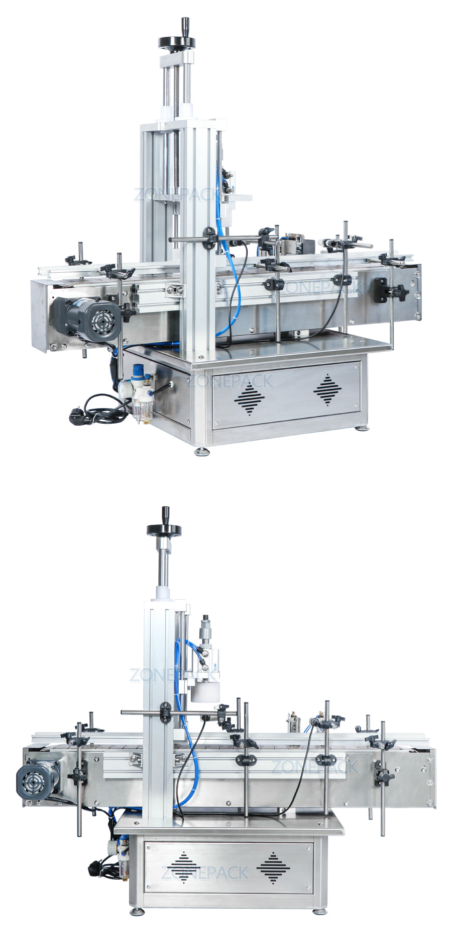 ZONEPACK Pneumatic Semi Automatic Tabletop Glass Bottle Cap Press Machine Jar Whisky Plastic Bottle Capping Machine