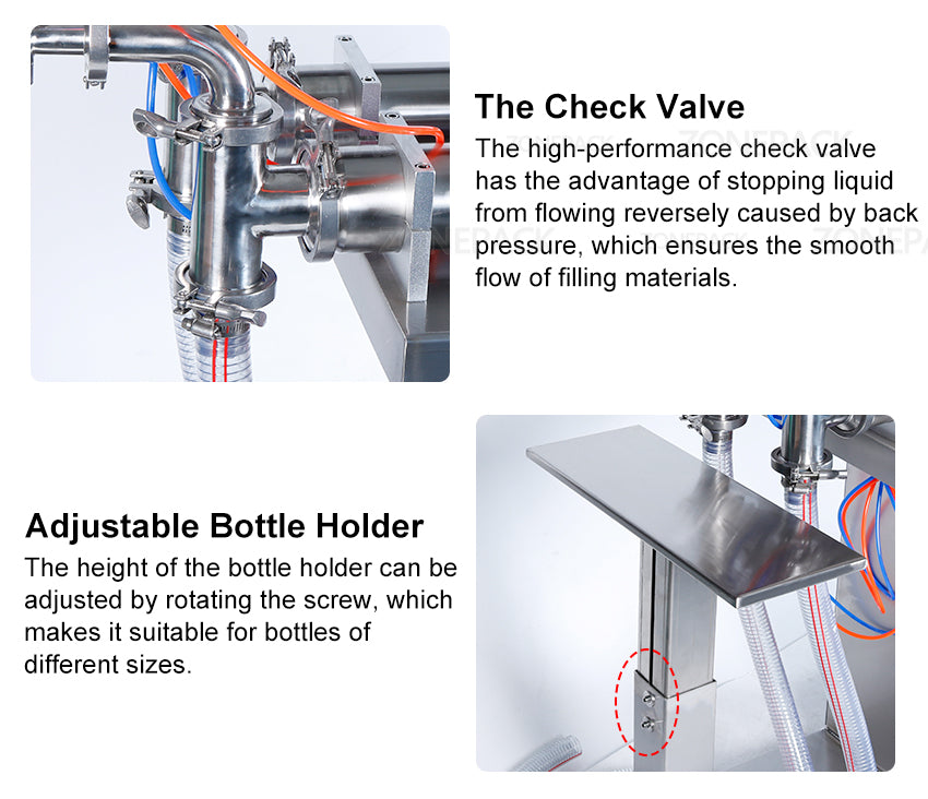 ZONEPACK Automatic Pneumatic Standing Double Nozzles Liquid Beverage Shampoo Oil Filling Machine Vertical Water Bottle Filler