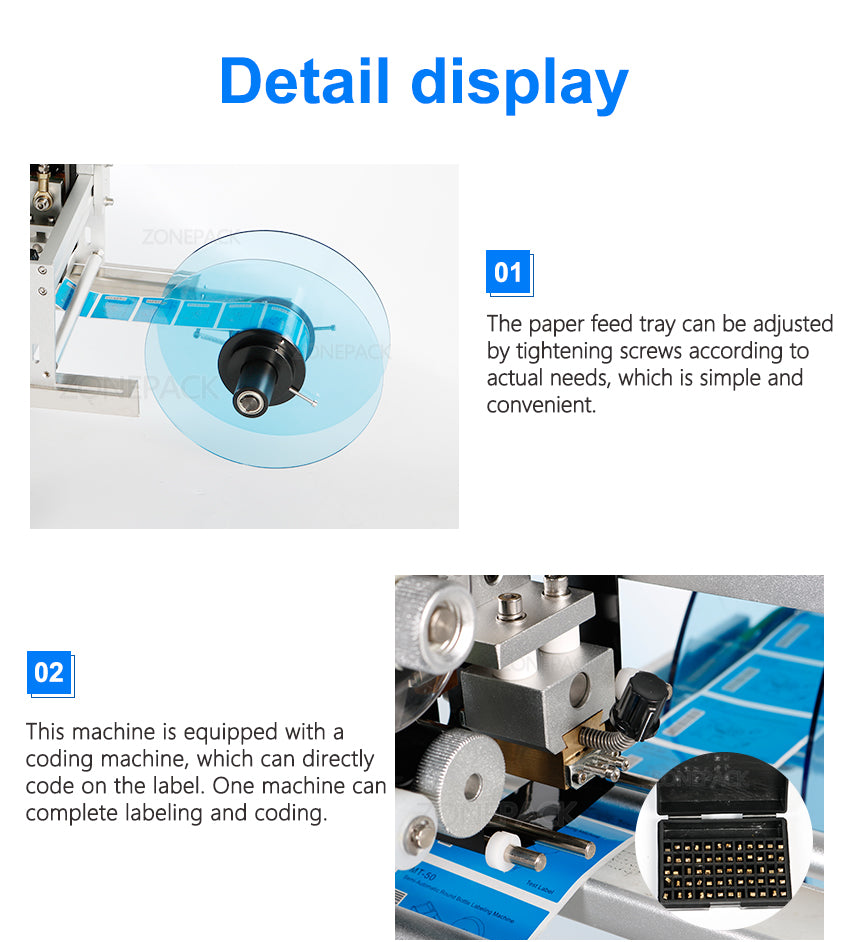 ZONESUN LT-50D Semi Automatic Round Bottle Labeling Machine With Date Printer