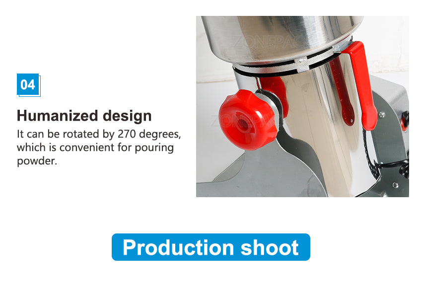 ZONEPACK 800g Stainless Steel Household Electric Flour Mill Powder Grinder Machine Herb Corn Spice Grinder Beverage Machinery