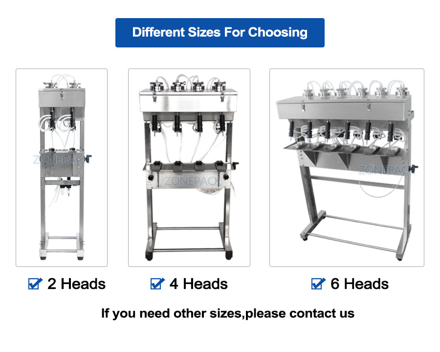 ZONEPACK 2 Heads Vacuum Liquid Perfume Filling Machine Pneumatic Filler