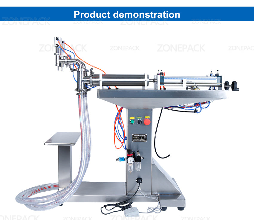 ZONEPACK Automatic Pneumatic Standing Double Nozzles Liquid Beverage Shampoo Oil Filling Machine Vertical Water Bottle Filler