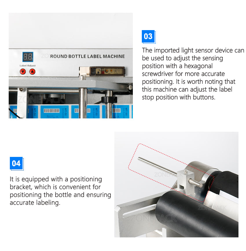 ZONESUN LT-50D Semi Automatic Round Bottle Labeling Machine With Date Printer