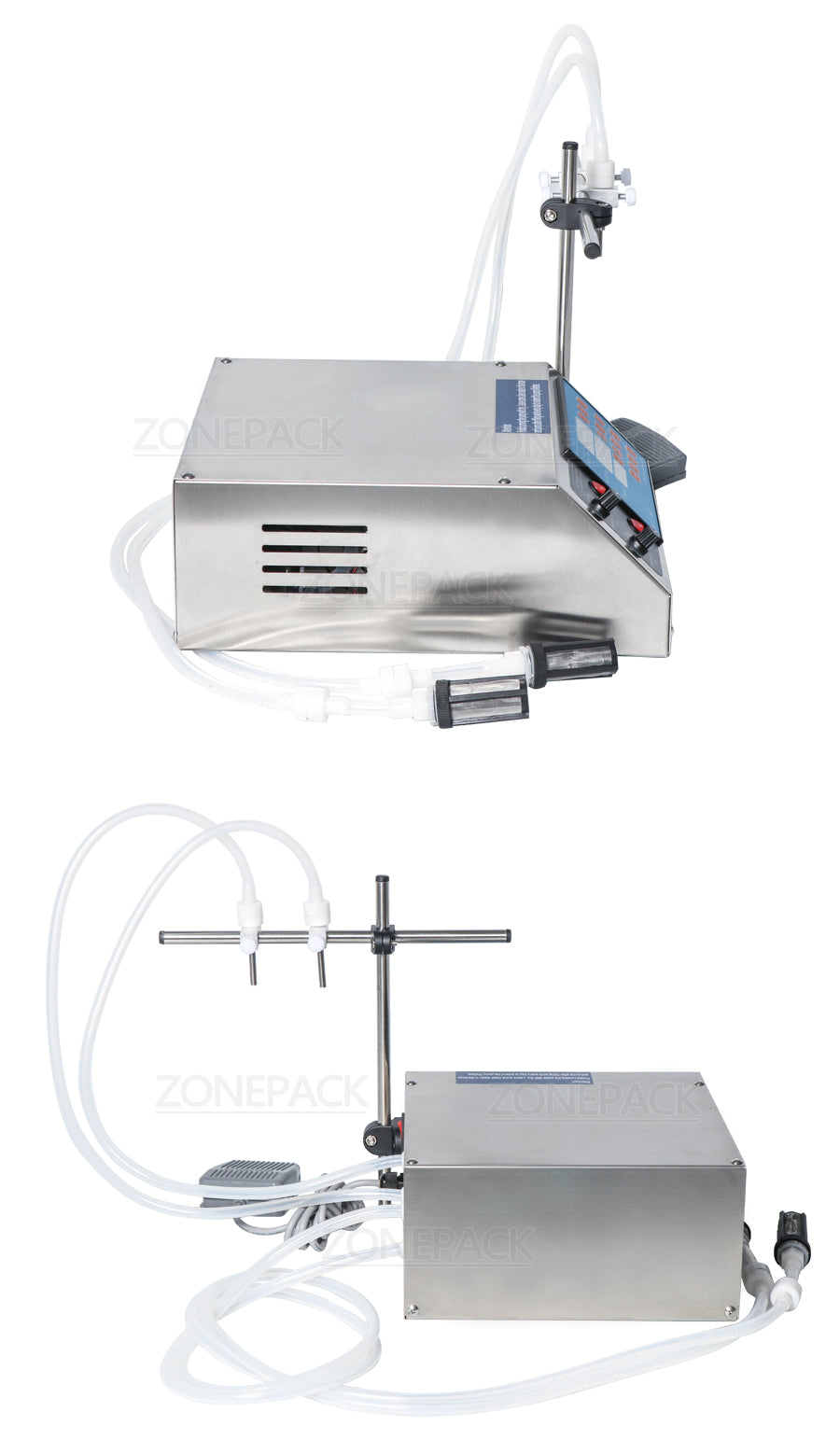 ZONEPACK Gear Pump Bottle Water Filler Semi Automatic Liquid Vial Filling Machine for Juice Beverage Drink Oil Perfume