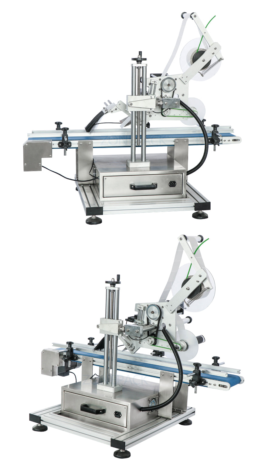 ZONEPACK Automatic Bottle Flat Surface Labeling Machine Adhesive Sticker Labeller Can Laundry Detergent Bottle Label Dispenser