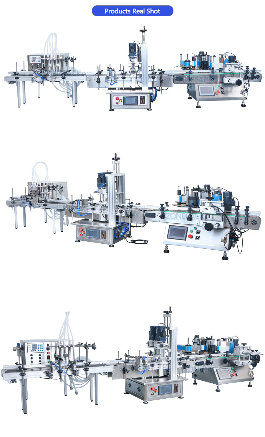 ZONEPACK ZS-FAL180D Automatic Production Line Bottle Plastic Box Carton Liquid Beverage Oil Filling Capping Labeling Machine