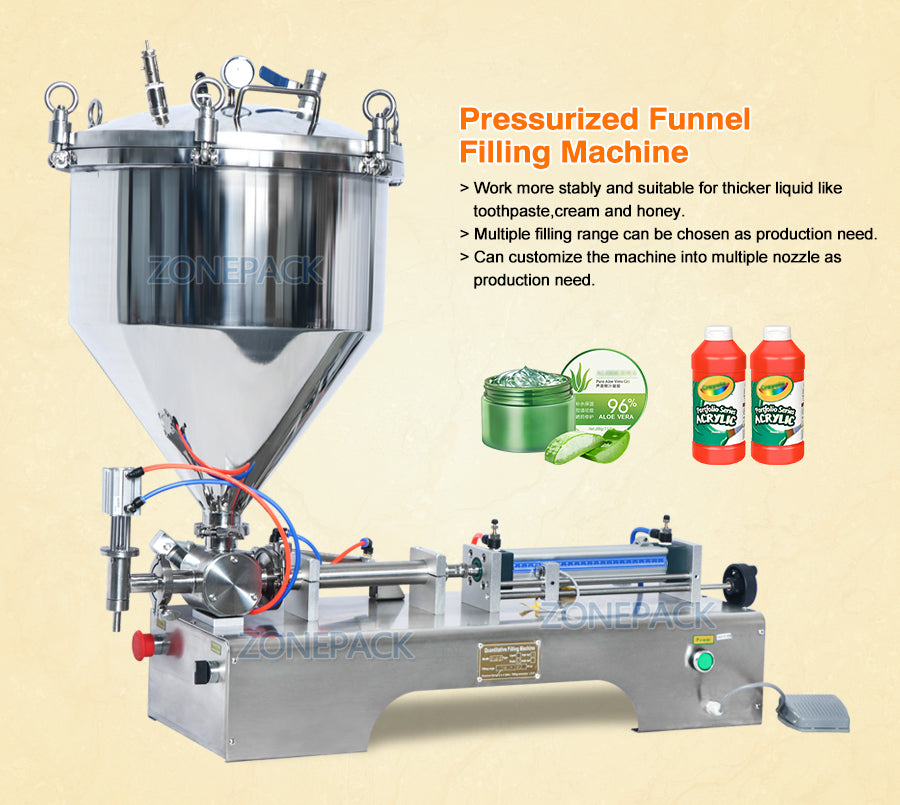 ZS-GTP1 Semi Auotmatic Pressurized Paste Filling Machine for Viscous Liquid Honey