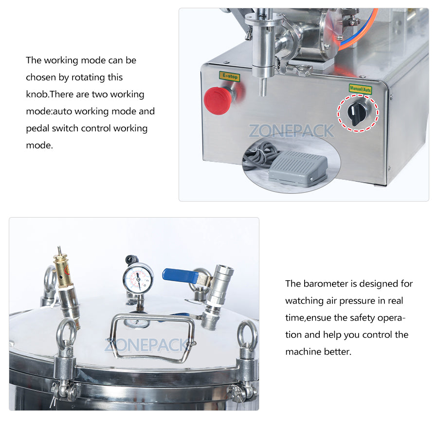 ZS-GTP1 Semi Auotmatic Pressurized Paste Filling Machine for Viscous Liquid Honey