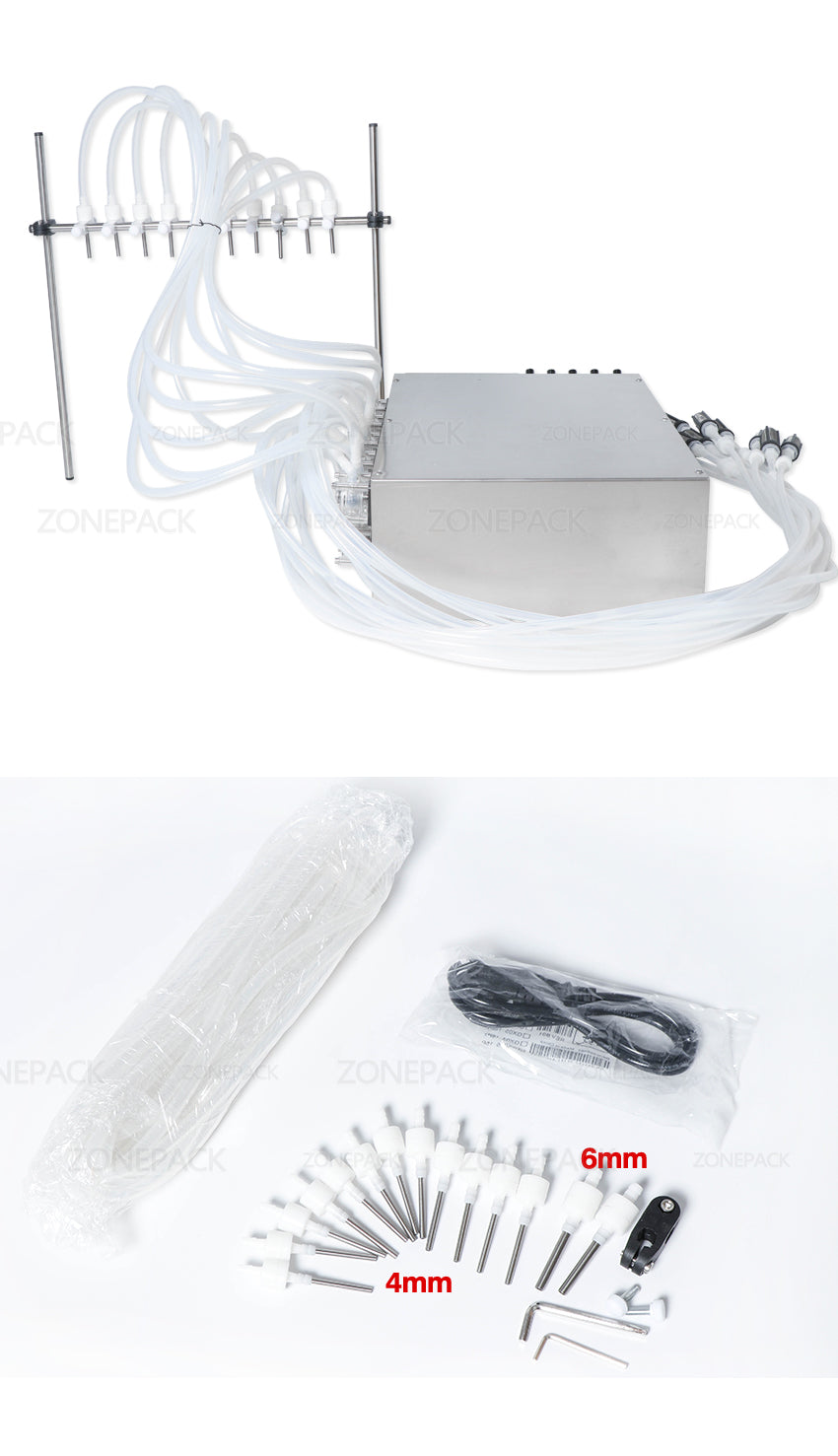 ZONEPACK 10 головок, флакон для духов, машина для розлива пероральных жидкостей, электрический насос с цифровым управлением, наполнитель, 50 мл, машина для наполнения бутылочек