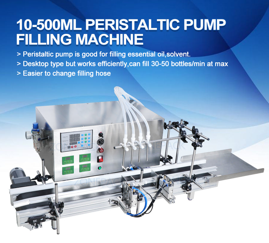 ZONESUN Automatic Desktop CNC Peristaltic Pump Liquid Filling Machine Conveyor Perfume Water Filler
