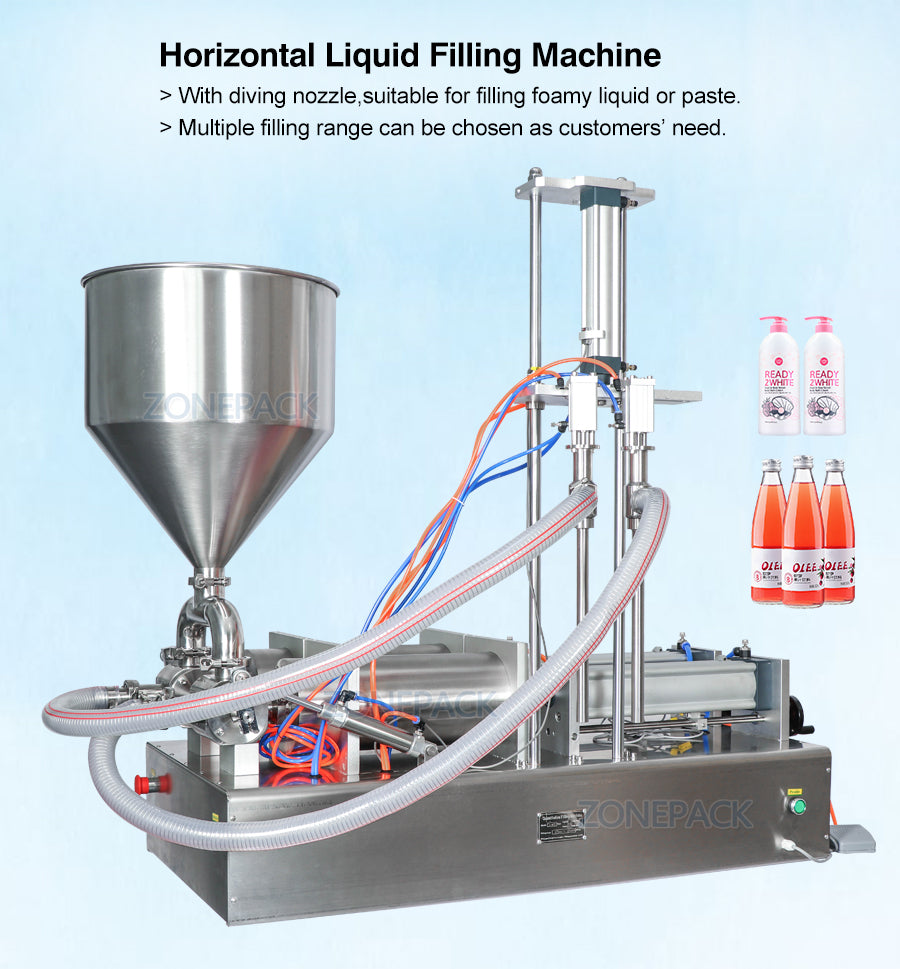 ZONEPACK ZS-GTD2 Double Diving Nozzles Paste Filling Machine Water Cream Shampoo Moisturizer Lotion Cosmetic Oil Honey Stick Food