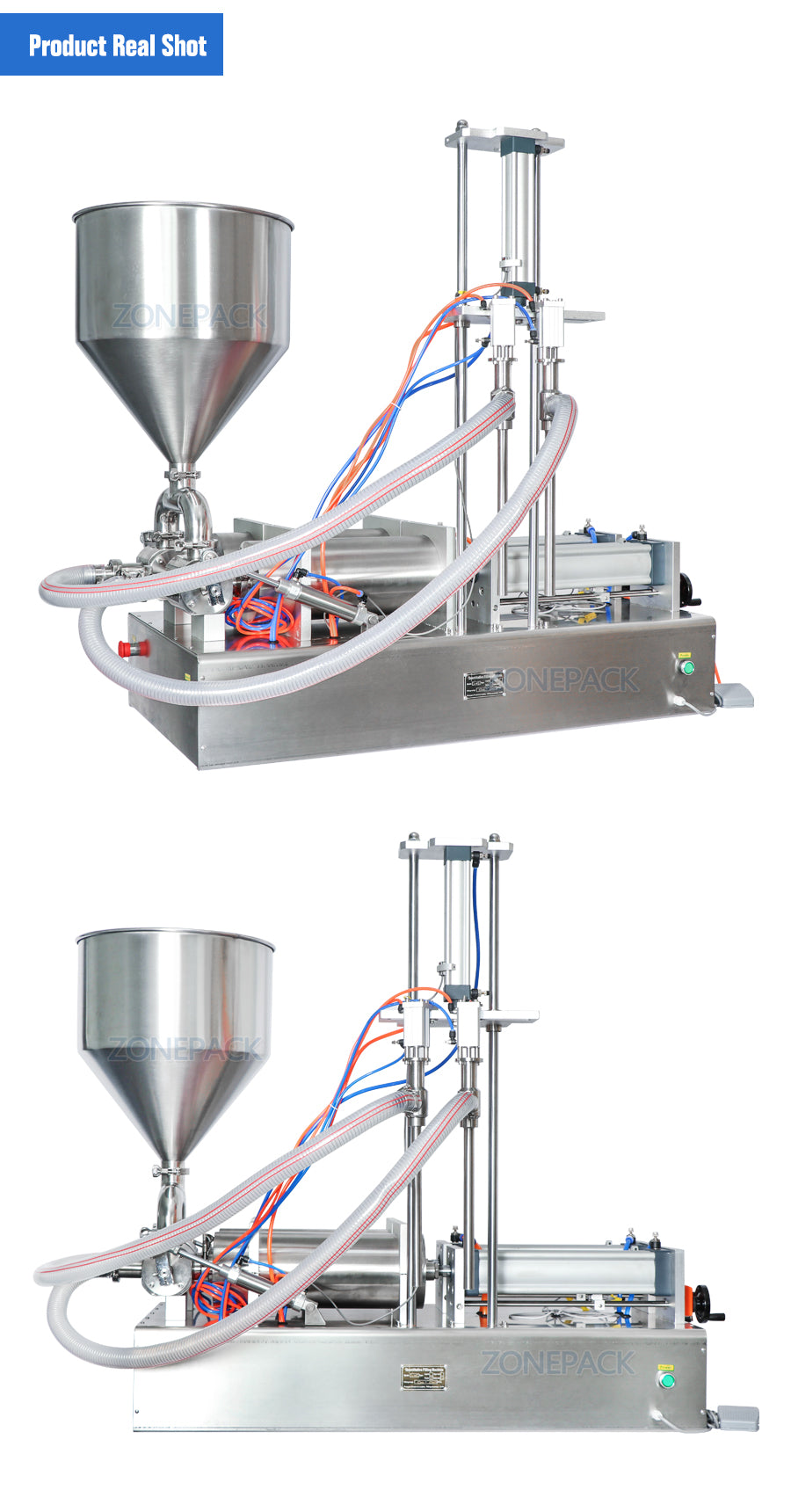 ZONEPACK ZS-GTD2 Double Diving Nozzles Paste Filling Machine Water Cream Shampoo Moisturizer Lotion Cosmetic Oil Honey Stick Food