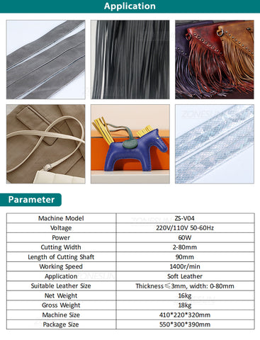 ZONEPACK V04 Машина для резки кожаных ремней с двойной головкой, машина для резки ремней, складная машина для ламинирования краев, слайсер для кожевенного ремесла