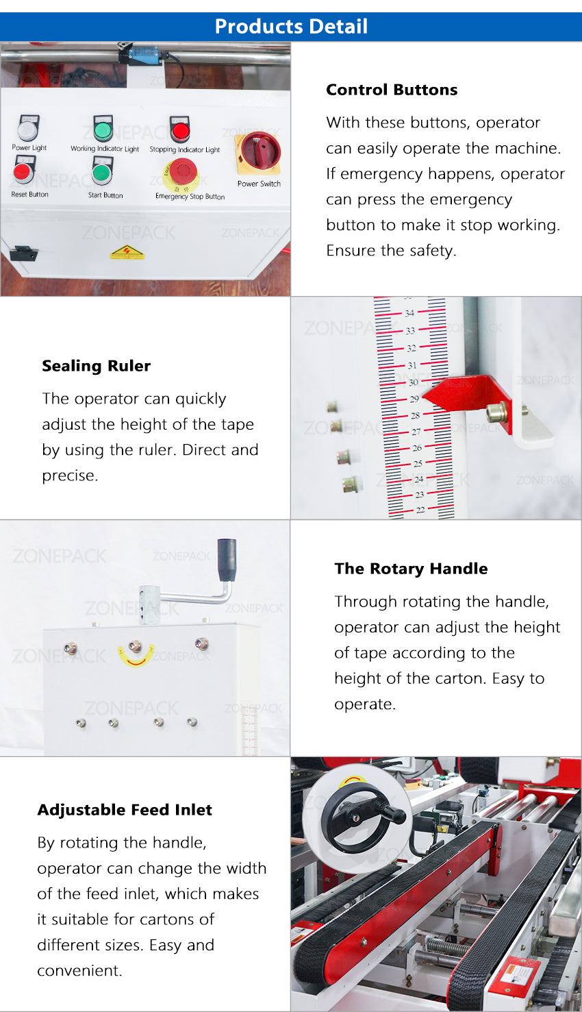 ZONEPACK Automatic Carton Corner Sealer Tape Sticker Four Sides Carton Edge Sealing Machine Strapping Machine