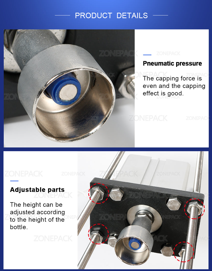 ZONEPACK Pneumatic Beer Capping Machine Semi-automatic Cap Sealing Machine Manual Bottle Capper Commercial Bar Brewery